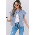 Dusk Blue Denim Pinup Folded Cap Sleeve Shirt