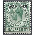 Gibraltar 1918 SG86 1/2d Green WAR TAX Mounted ...