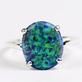 Created Blue Green Opal, 925 Sterling Silver La...