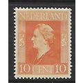 NETHERLANDS 1944 QUEEN WILHELMINA 10c ORANGE SG...