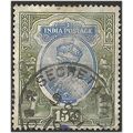 India 1913 SG190 15 Rupees Blue & Olive Fine Us...