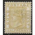 Gold Coast 1876 SG4 1/2d Olive-Yellow Wmk Crown...