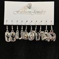 Earrings Western 5 pair Silver Tone #739