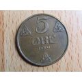 Norway 1941 5 Ore Coin
