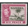 Gambia KGVI 1938-46 6d Olive-Green Claret Eleph...