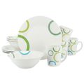 Gibson Home Green Loops 12 Piece Round Fine Cer...