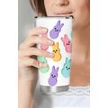 White Cute Bunny Printed Stainless Steel Therma...