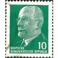 DDR, Walter Ernst Paul Ulbricht, 2nd president, green 1961, 10pf, #3