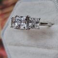 3ct Princess Cut Trilogy Ring Sz S½ Made With S...