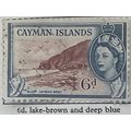 Cayman Islands QEII 1954 6d Lake Brown & Deep B...