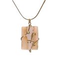 Pendant gold metal wire wrap agate stone ladies...