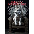 STUNNING WOLF XMAS CARD WOLF ON A THRONE MADE O...