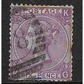 GB 1867-80 QV 6d PLATE 9 " GK " USED SG109