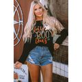 Black Leopard Boo Ghost Graphic Sequin Raglan S...