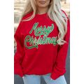 Red Merry Christmas Crewneck Drop Shoulder Loos...