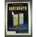 1977 Kent Golden Lights 100's Cigarettes Ad - This Much Tar