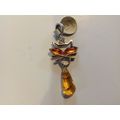 Hand crafted amber Cat Pendant, Solid Sterling ...