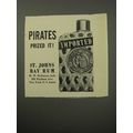 1955 St. Johns Bay Rum Ad - Pirates Prized it!