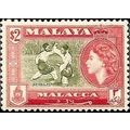 Malaya Malacca QEII 1957 $2 Bronze Green Scarle...