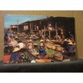 FLOATING MARKET, RAJBURI THAILAND..used postcar...
