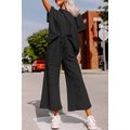 Black Textured Loose Fit T Shirt and Drawstring...