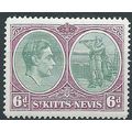 St Kitts-Nevis 1938 SG74 6d Green & Bright Purp...