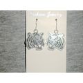 Large scuplted tigers head silver alloy earrings