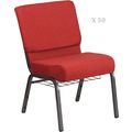 50x Crimson Red 21'' Wide Church Chairs Silver ...