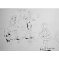 Georgette Pique sketch - Children catching butt...