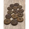 19mm Vintage Natural Wooden Buttons 4 Hole Card...