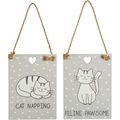 Funny Cat Wooden Hanging Signs Pair of Humorous...