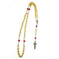Rosary with Clear Acrylic White & Red Beads Cru...