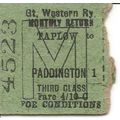 G.W.R. Edmondson Ticket - Taplow to Paddington
