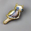 Vintage Gold Tone Owl Brooch