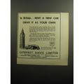 1951 Godfrey Davis Limited Ad - In Britain.. rent a new car drive it as your own