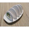 Toast Rack White with Green Flower 15cm Long