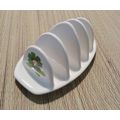 Toast Rack White with Green Flower 15cm Long