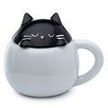 Black Cat Liddded Mug with Grey Base 11.5 CM Ce...