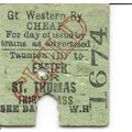 G.W.R. Edmondson Ticket - Taunton (D) to Exeter...
