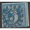 Mi: 2 Ib used 1849 Bavaria Cat € 160