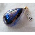 Dichroic Multicolor Fused Glass Pendant with go...