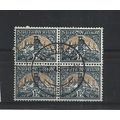 SouthAfrica.SG87 1 1/2d Gold Mine Block of 4.Fi...