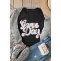 Black Sequin Game Day Graphic Crew Neck Tee