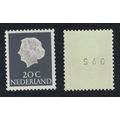 Netherlands Queen Juliana 20c Roll stamp Contro...