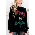 Black Tinsel Merry and Bright Graphic Christmas...