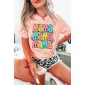 Pink Colorful MaMa Letter Graphic T Shirt