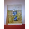 PEASANT WOMAN TYING SHEAVES, painting by Vincent Van Gogh. unused postcard =