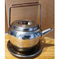 Vintage Metal Tea Pot with Wood Handle & Knob &...