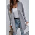 High Rise Solid Color Open Front Lightweight Ca...