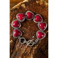 Fiery Red Western Heart Decor Alloy Bracelet